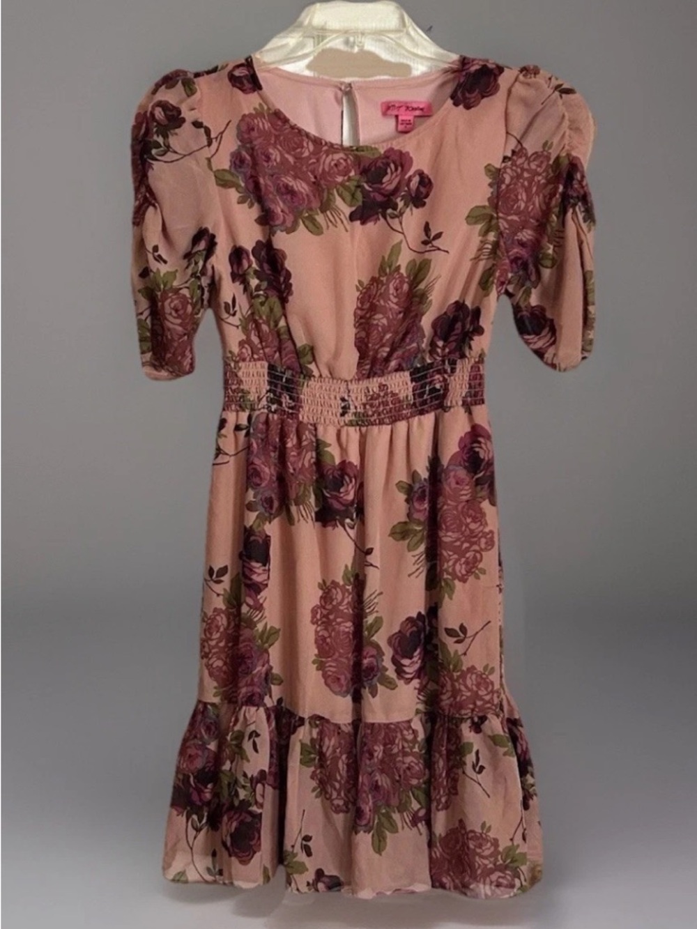 Betsey Johnson Betseyville Floral Midi Mini Flowers Size 8 Pink Red Dress